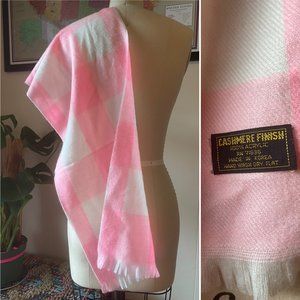 Vintage 1980's Bright Pink Big Plaid Scarf